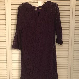 Taylor Plum Lace Shift Dress